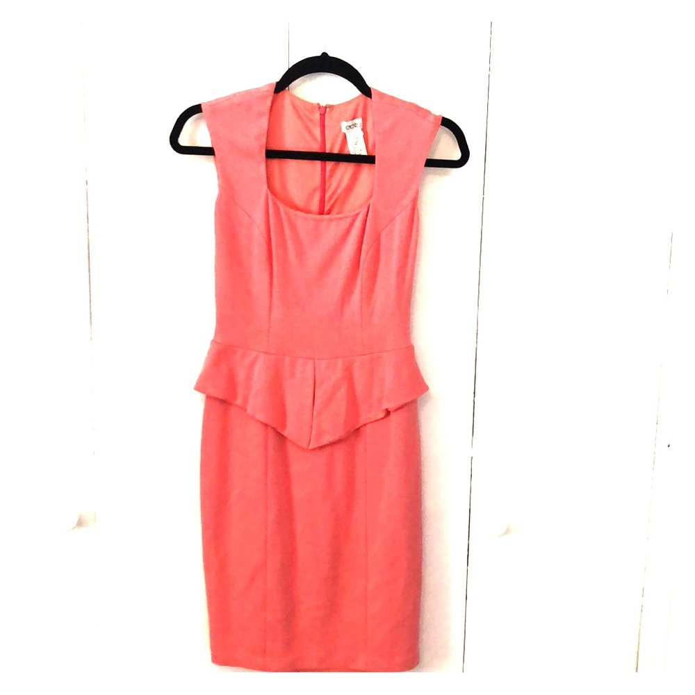 Coral peplum cocktail dress